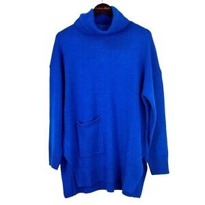 Nine West Womens Size M Blue Turtleneck Sweater Soft Chunky Knit Comfort Cozy H2